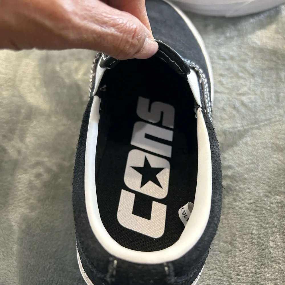 Converse Suede Black and White Slip-On Loafers